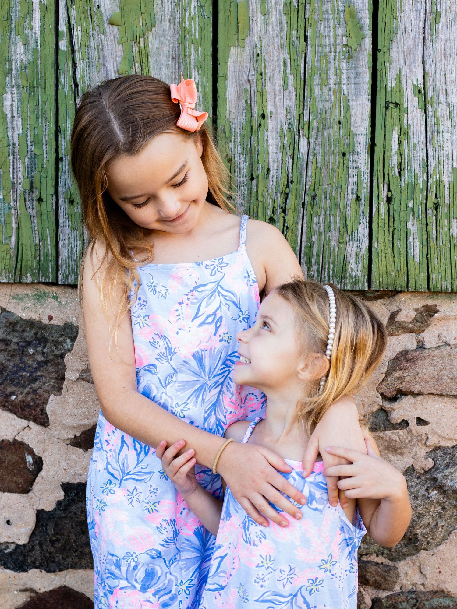 Two sisters during a family photo session in Harford County, MD