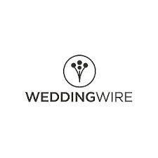 WeddingWire logo with minimalist floral circle icon in black and white.