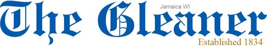 The Gleaner Jamaica newspaper logo established 1834 in blue serif font.