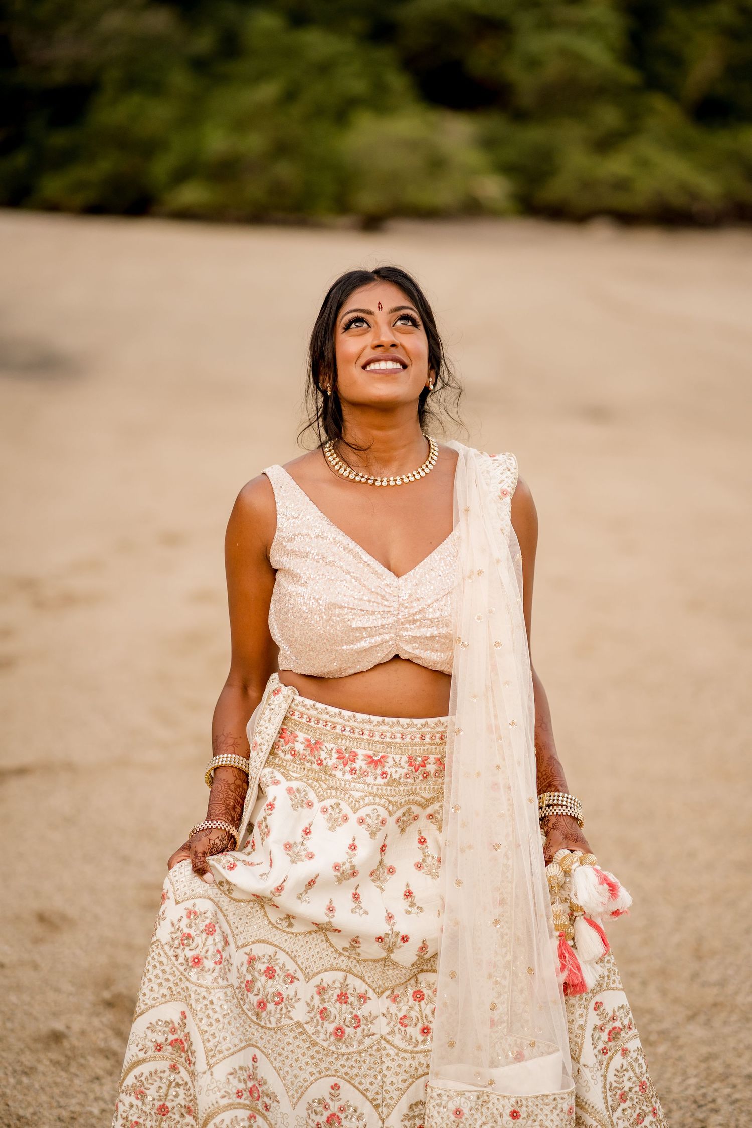 South Asian Hindu bridal portrait showcasing traditional embroidered wedding attire and timeless cultural elegance.
