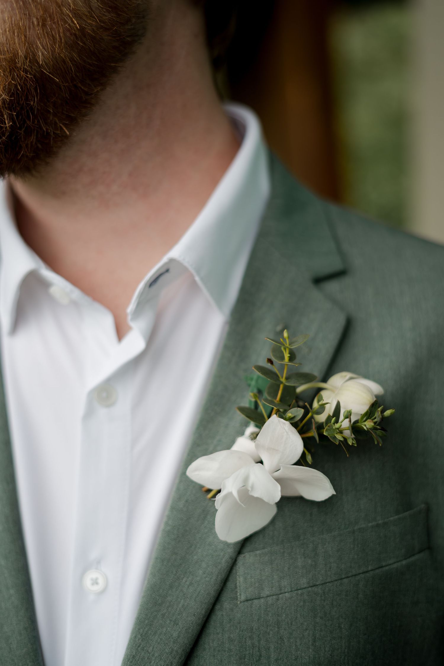 Groom boutonniere styled with a tailored suit for an editorial destination wedding in Guanacaste, Costa Rica.