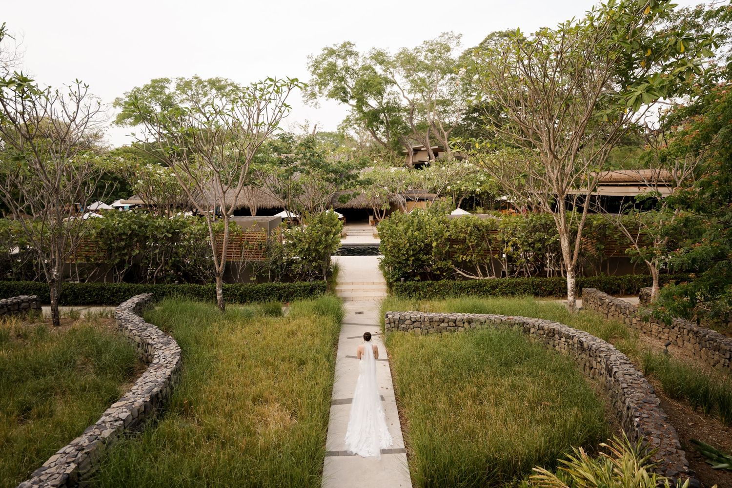 Tropical wedding venue surrounded by lush gardens, offering an elegant setting for destination weddings in Mangroove Hotel in Costa Rica.