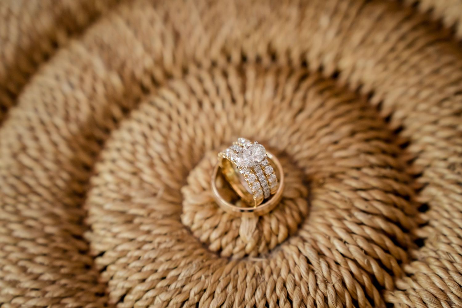 Wedding bands photographed in an editorial ring detail for a luxury destination wedding in Costa Rica.