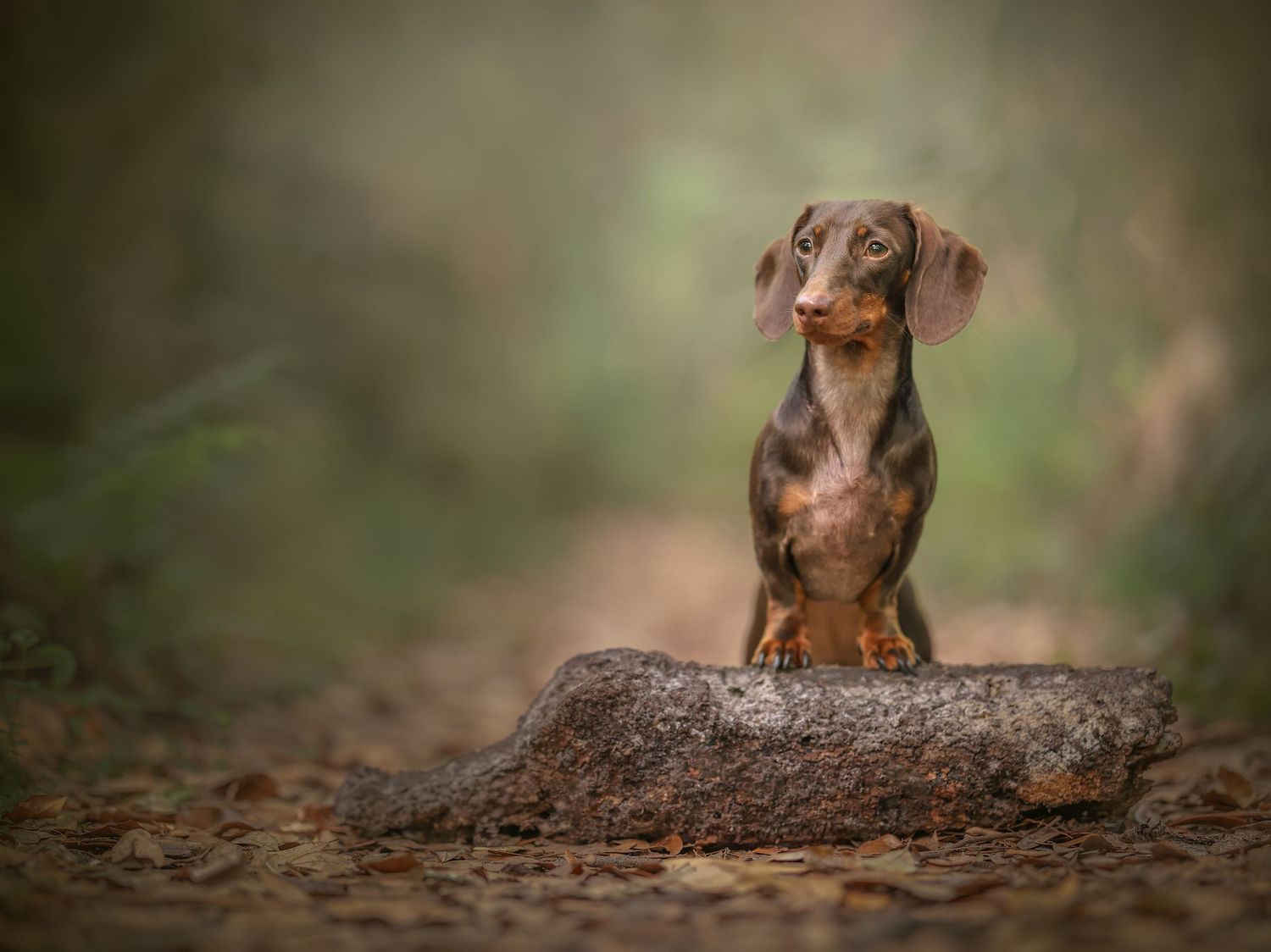 Minnie the mini dachshund in a striking pose, full of charm and personality.
