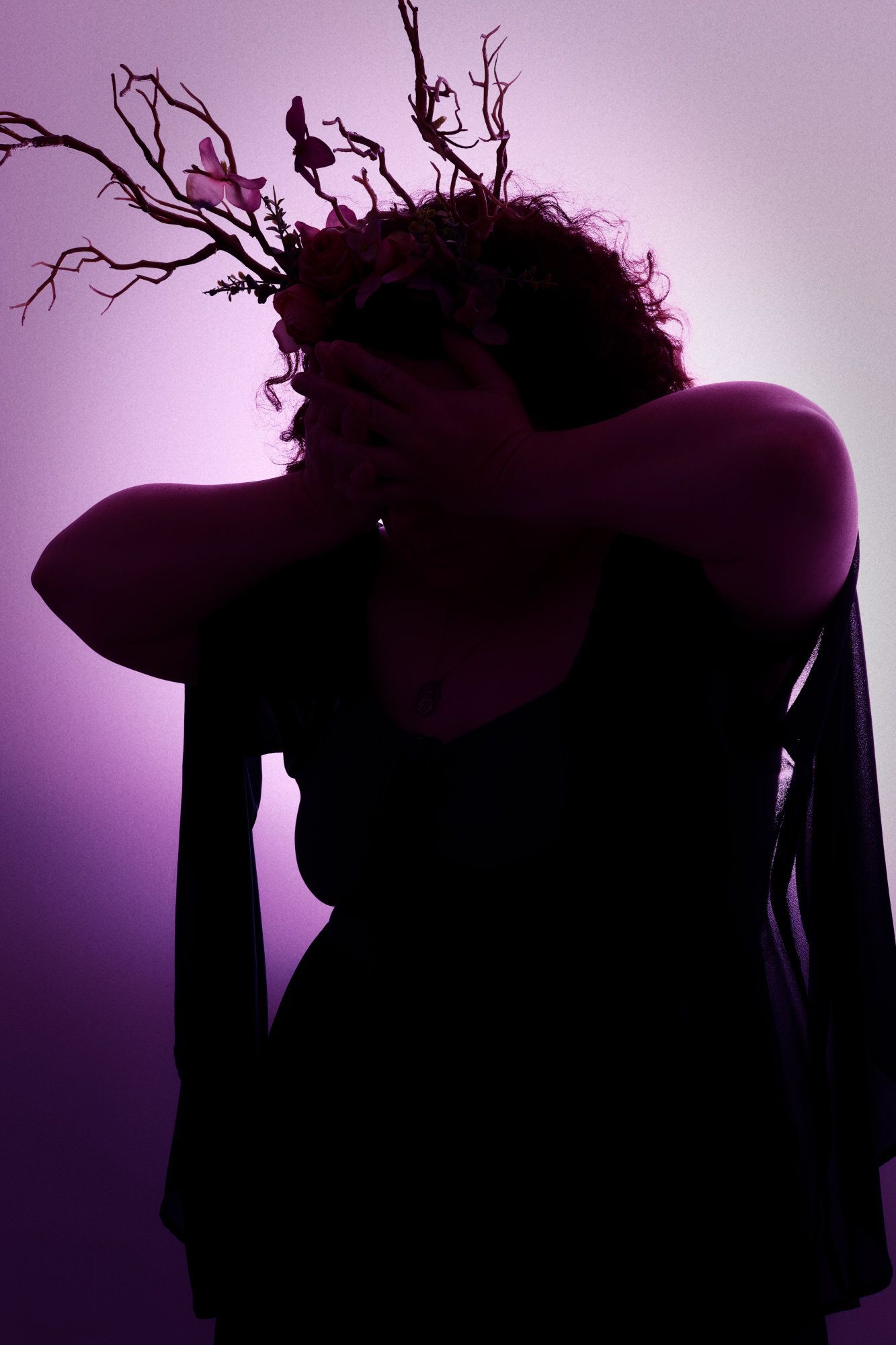 Fantasy silhouette photo of someone with antlers.