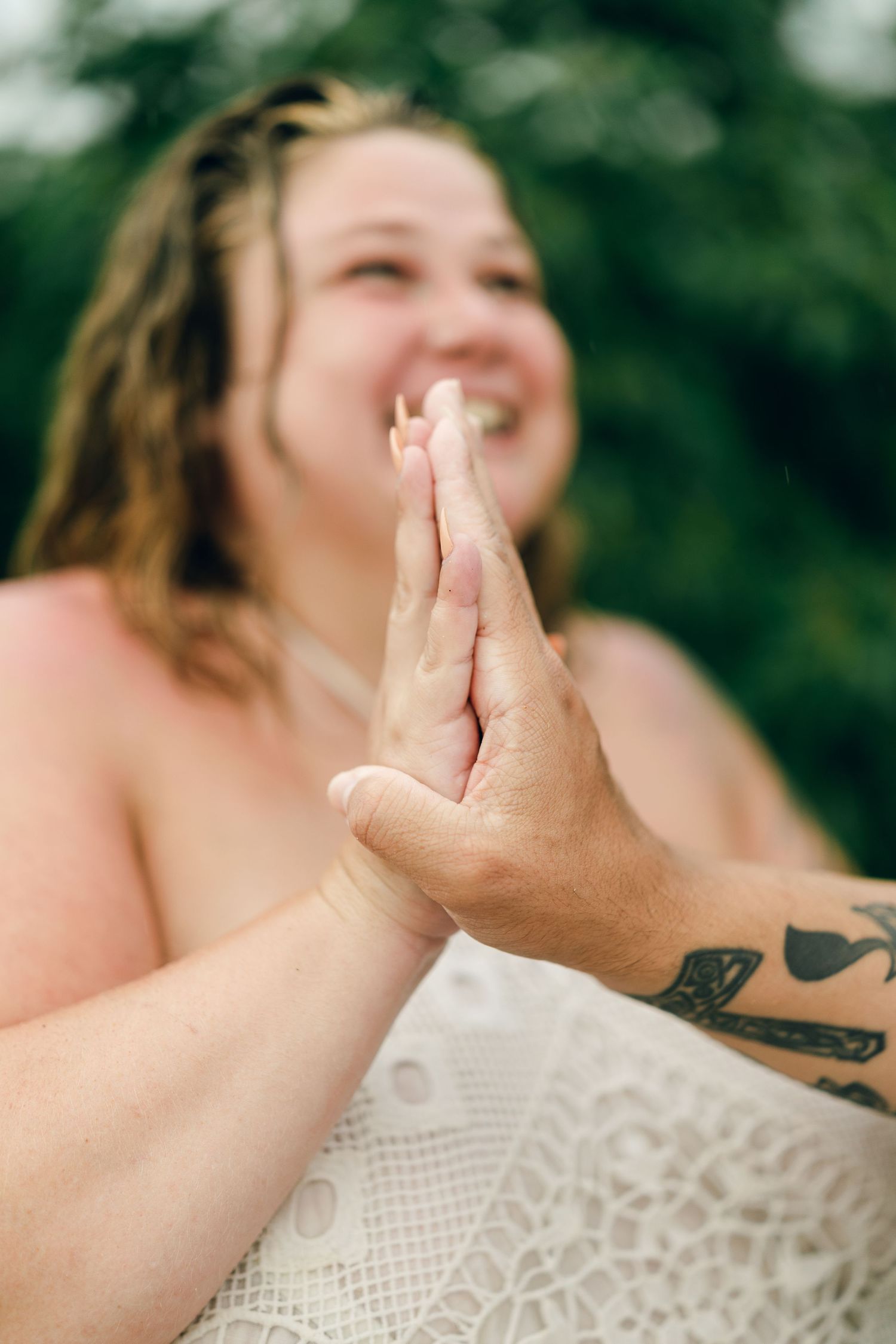A romantic rainy engagement session at Terrapin Nature Park in Maryland.