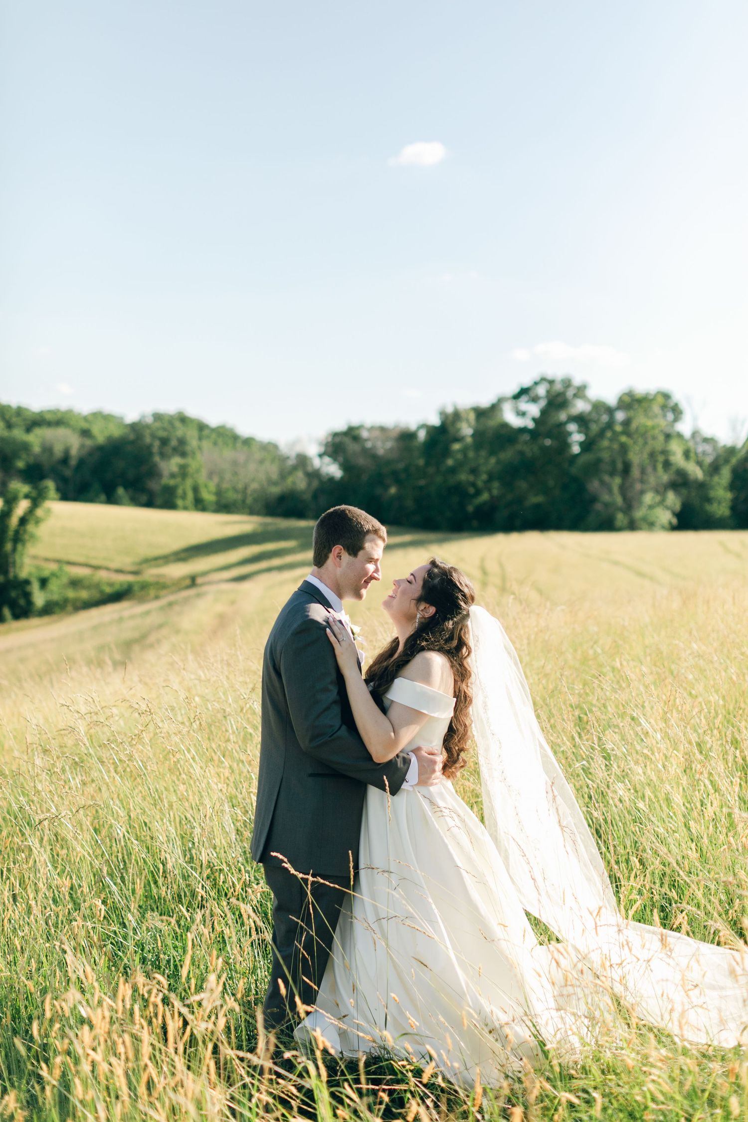 Bride and groom posing for a portrait at Chateau Selah wedding in Tennessee.