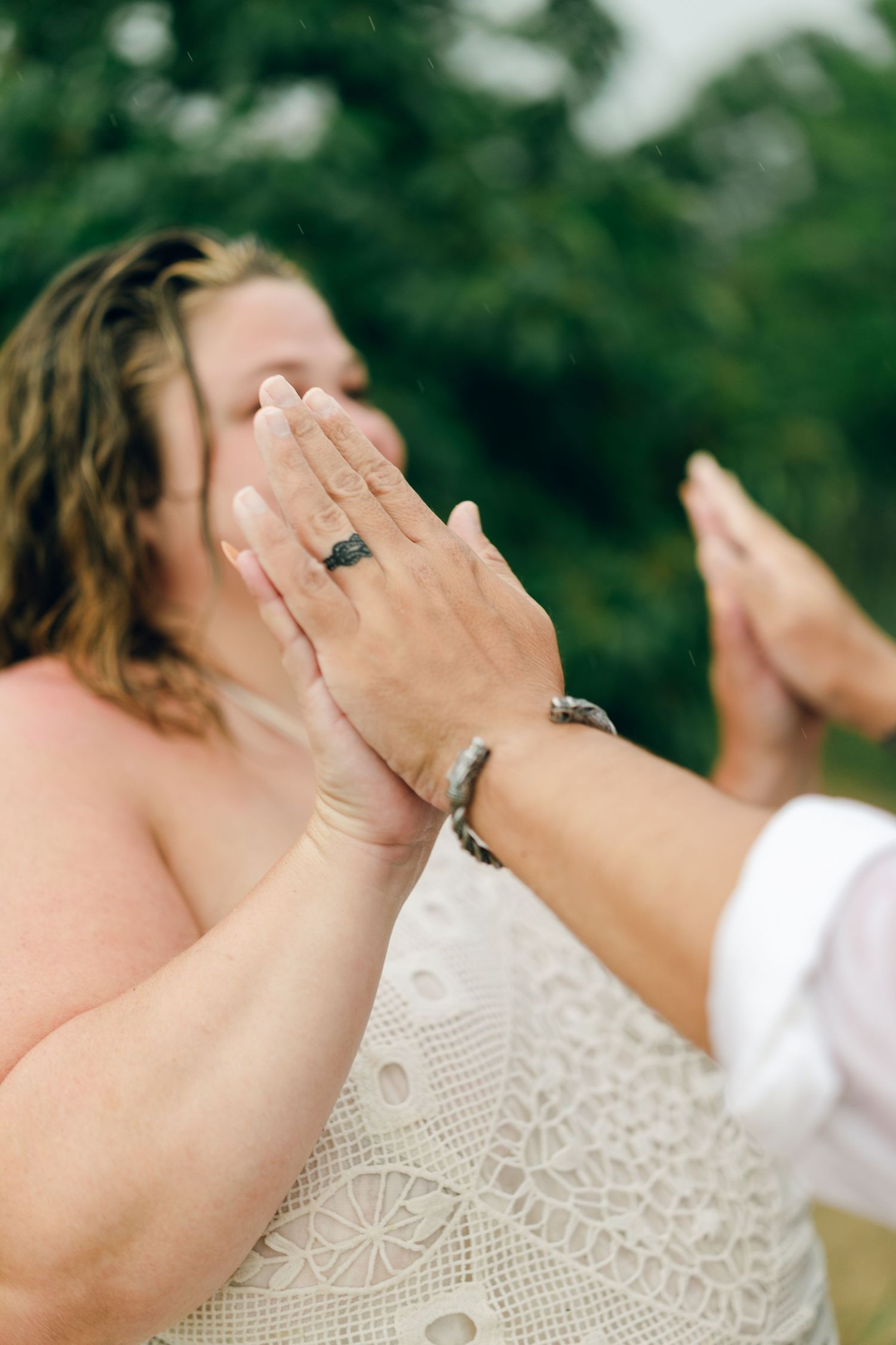 A romantic rainy engagement session at Terrapin Nature Park in Maryland.
