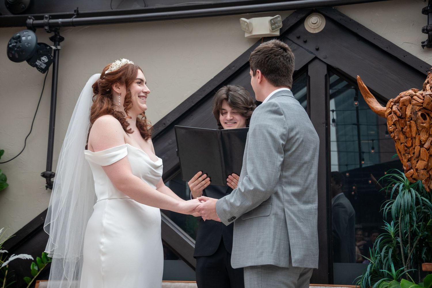 Wedding dance sequence with wedding party members celebrating.