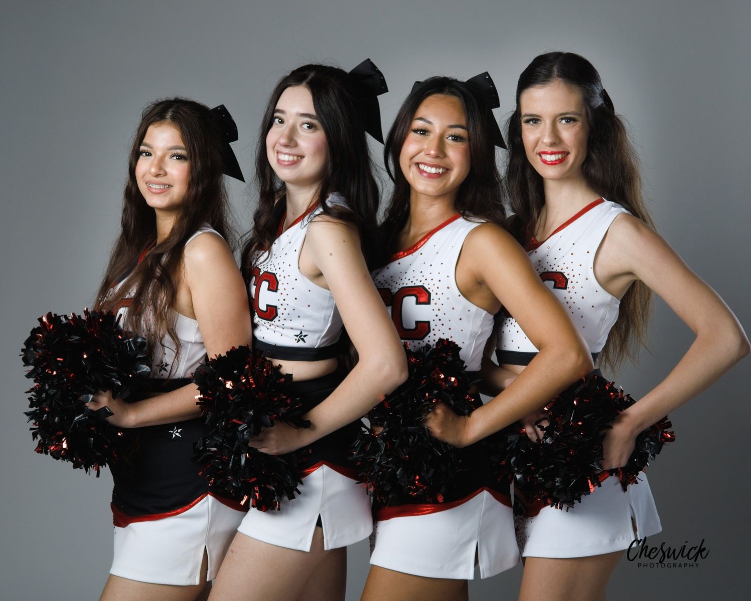 Glendale Community College cheerleaders in studio