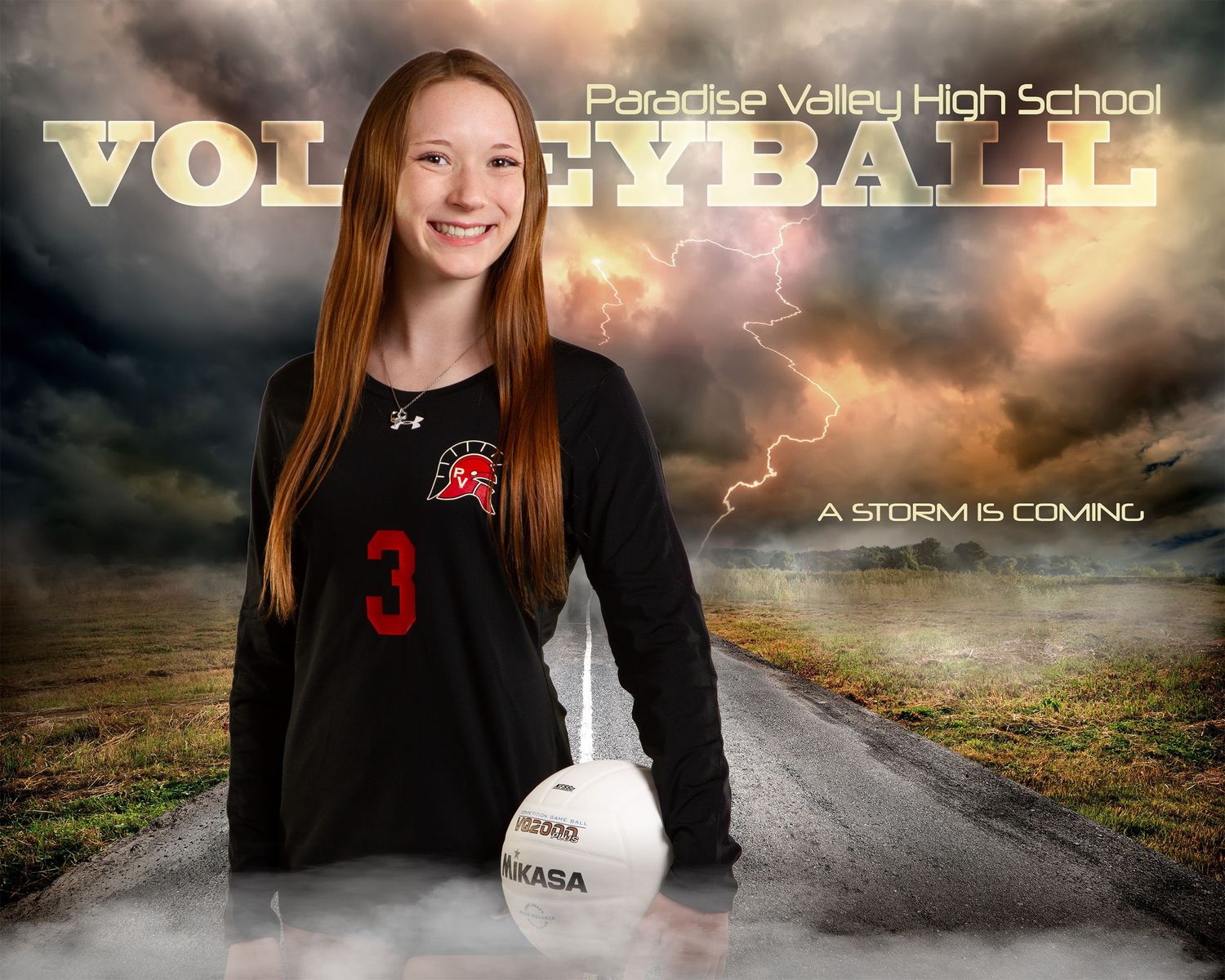 Creative senior portrait session with volleyball