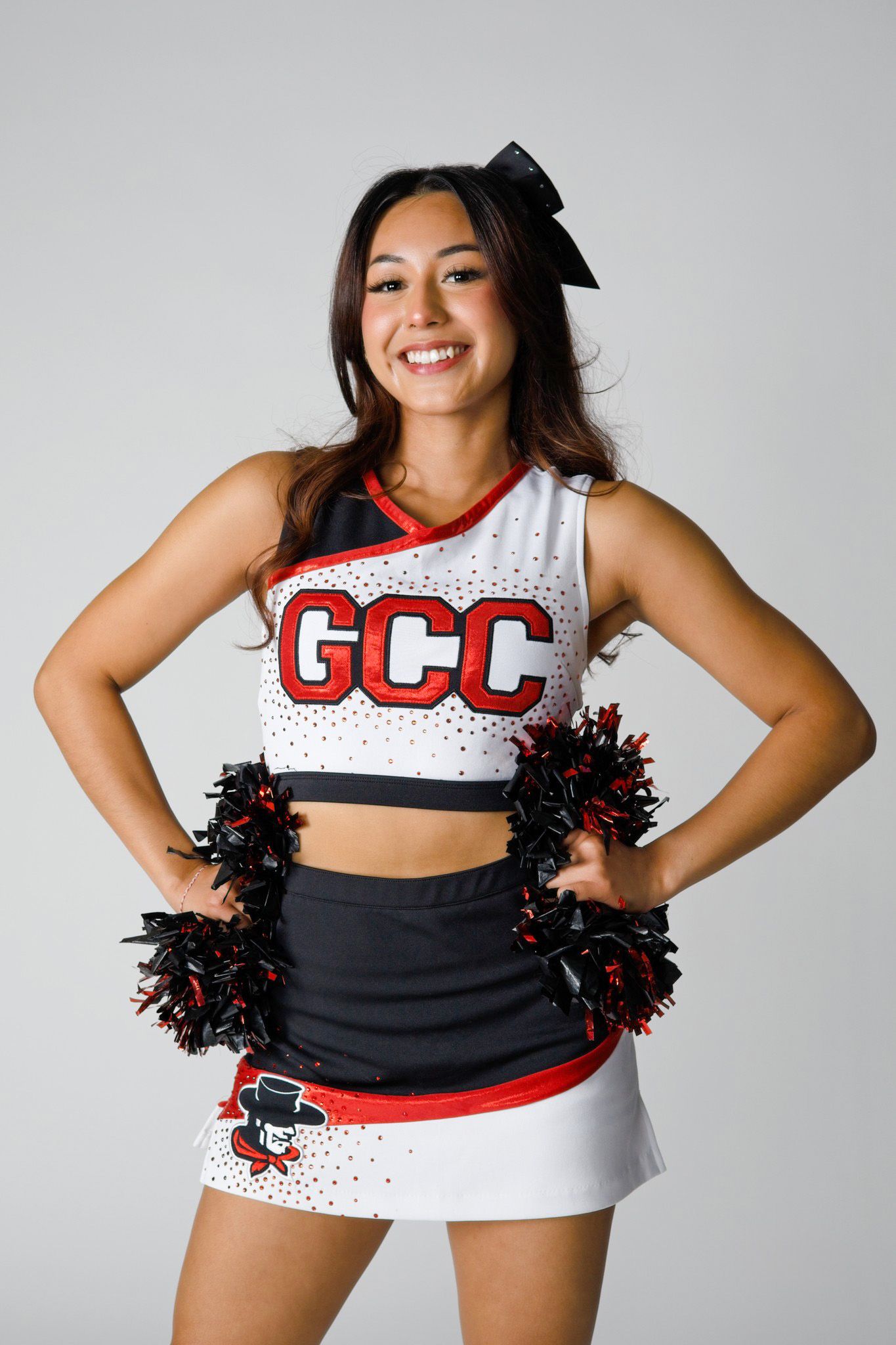 Glendale Community College cheerleader in studio