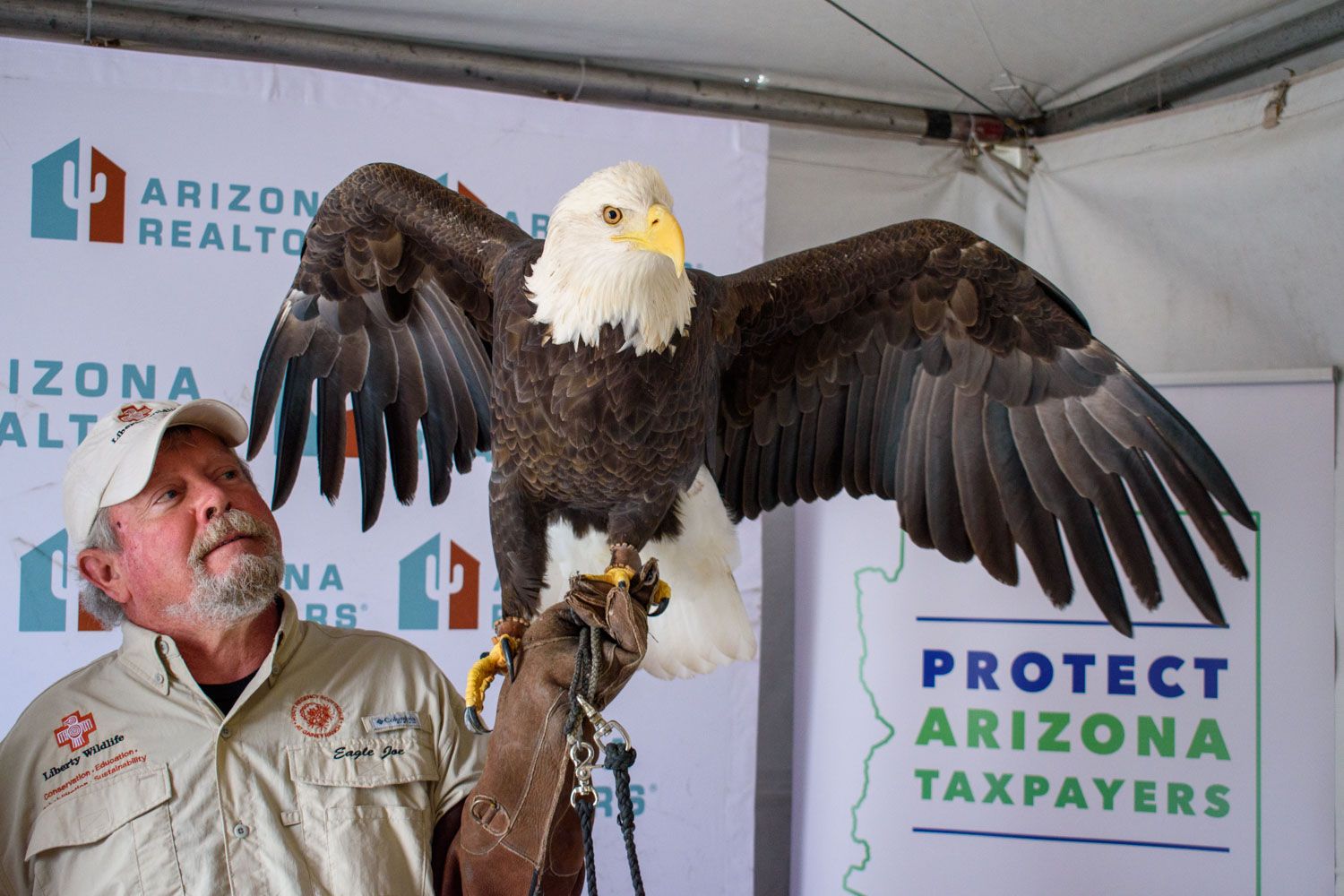 Creative event coverage capturing a bald eagle