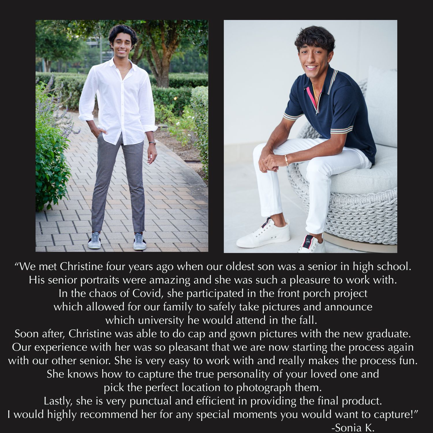 The Woodlands senior photographer reviews for Christine Kiscoe Photography.  Sibling senior photographer in the woodlands.