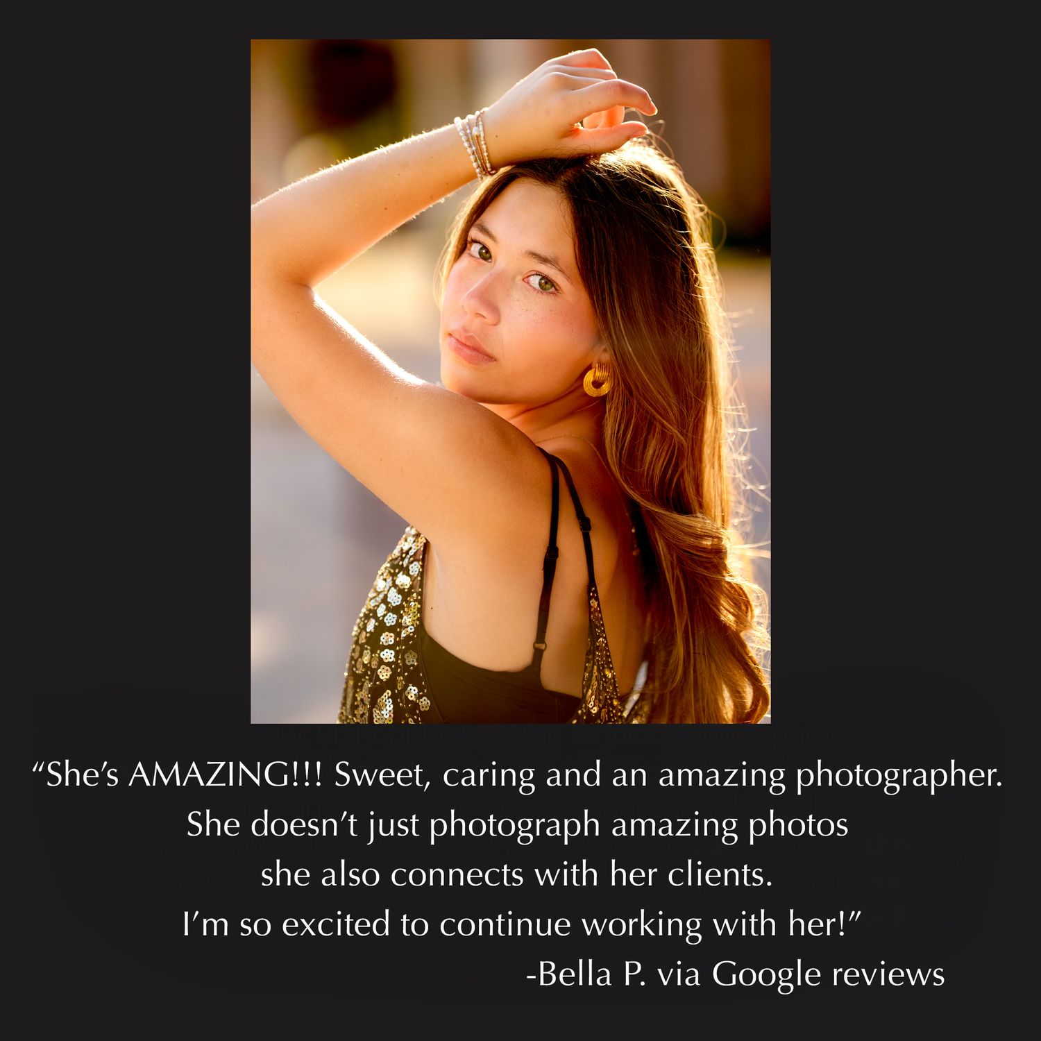 senior girl photos in the woodlands.  review posting giving a highly recommended review.