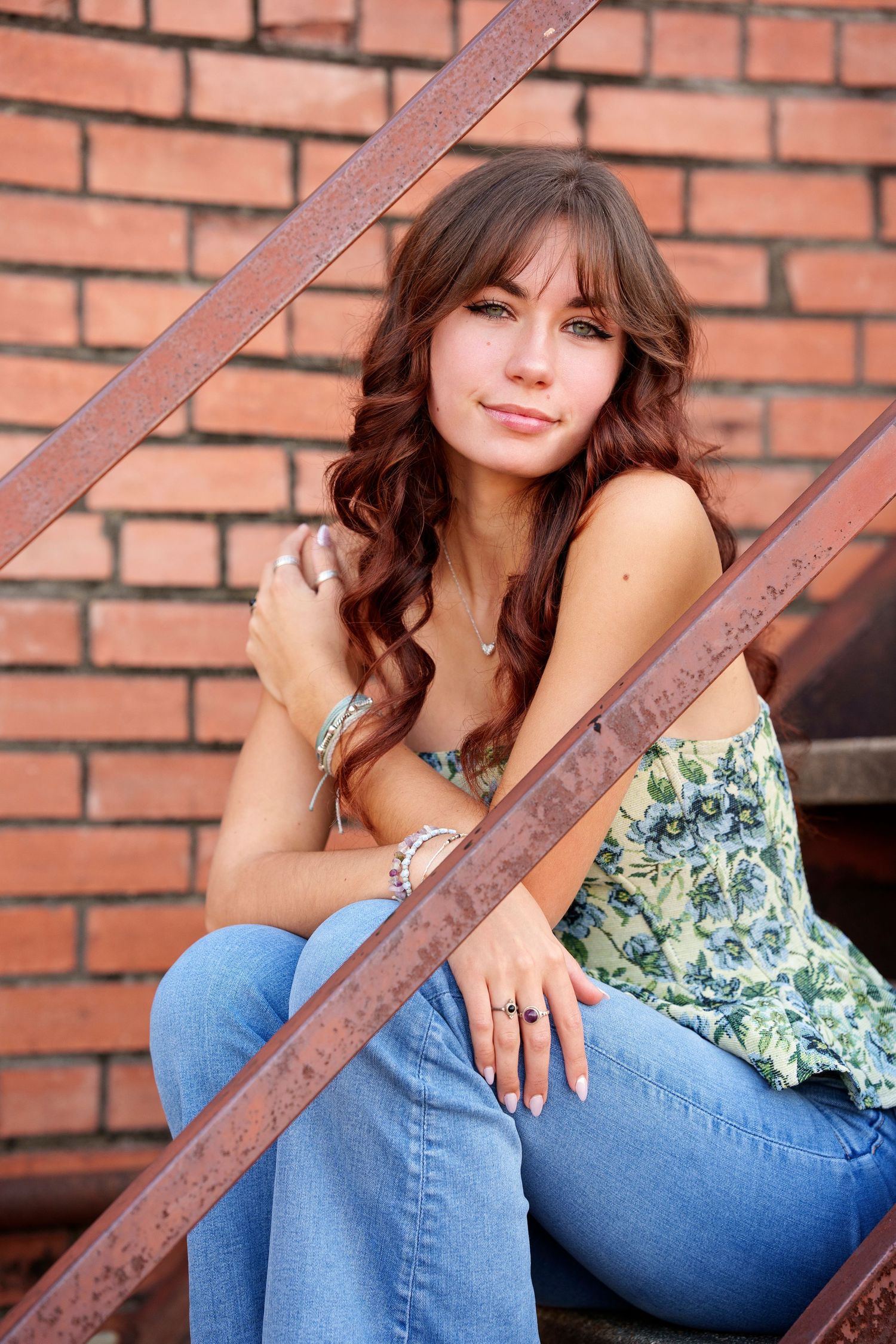 senior girl on alley steps