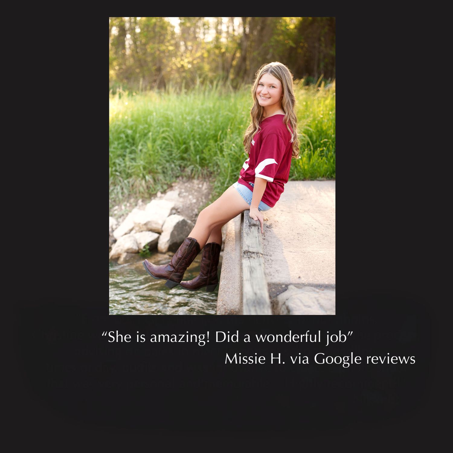 senior photographer in the woodlands review.  best senior photographer in the Woodlands.  5 star review for senior photos.