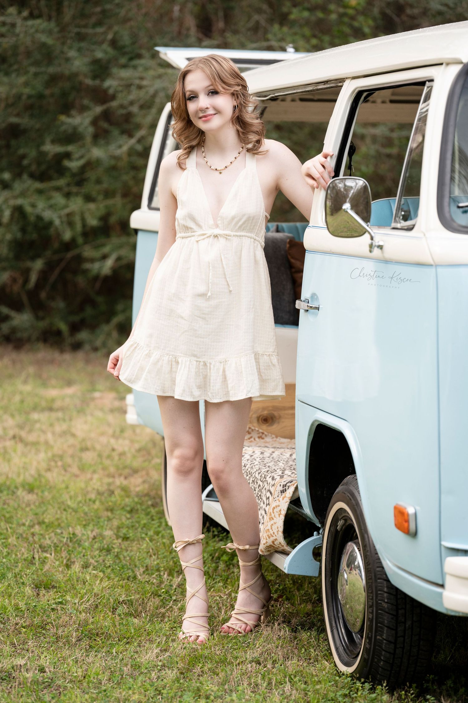 Senior photos,  VW van, senior session for traveler