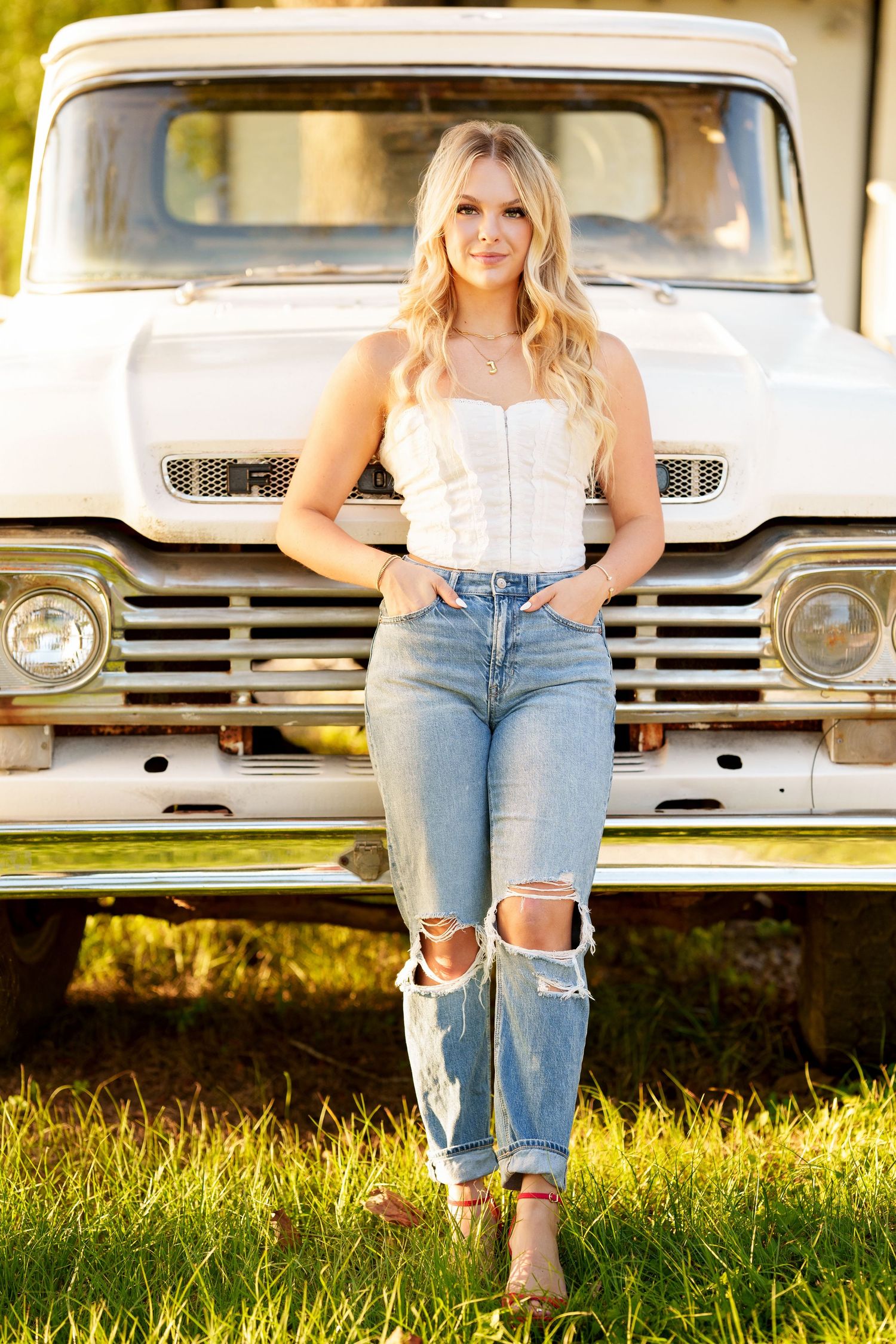The Woodlands senior photographer.  Girl with a truck