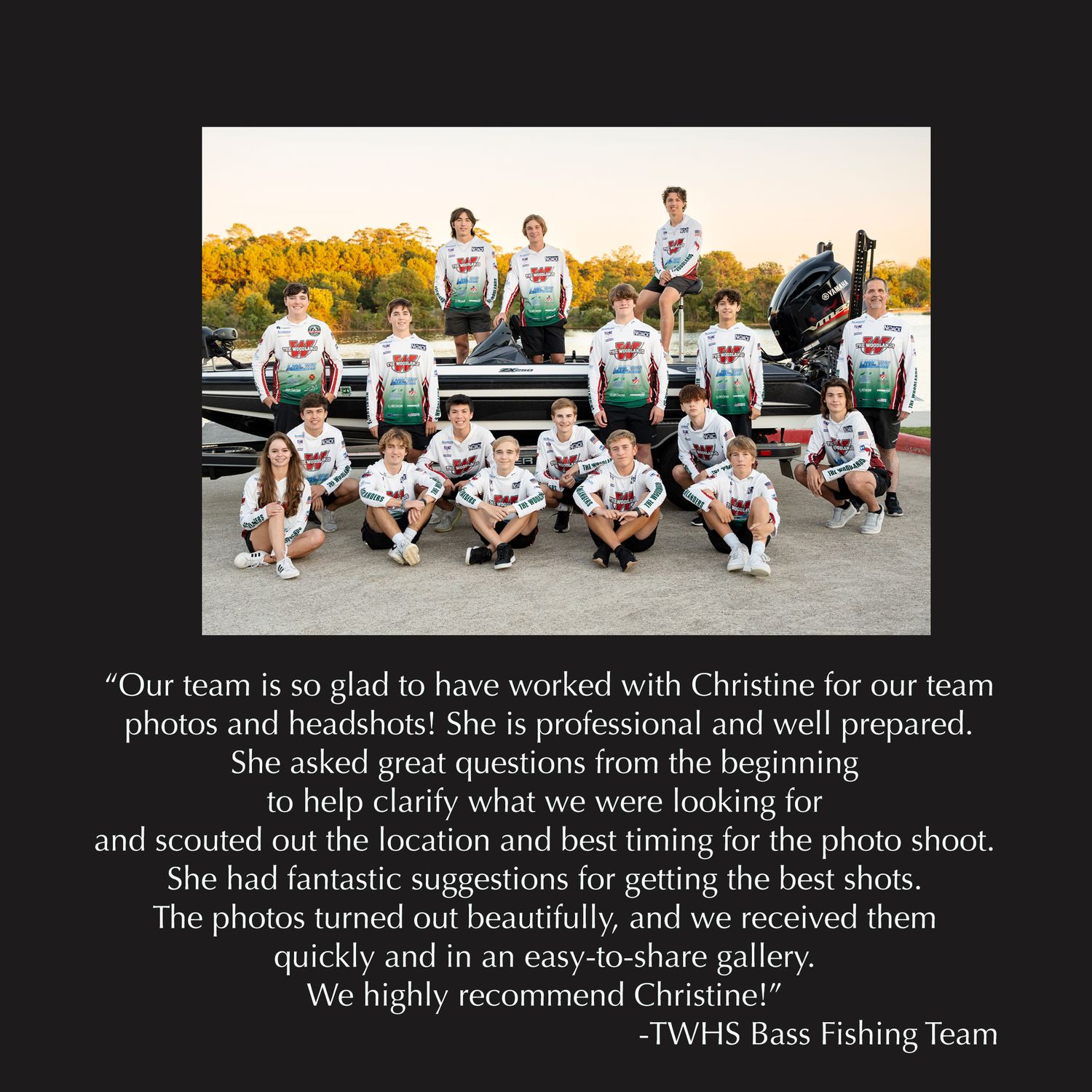 The Woodlands senior photographer reviews for Christine Kiscoe Photography.  Fishing senior photos in the Woodlands