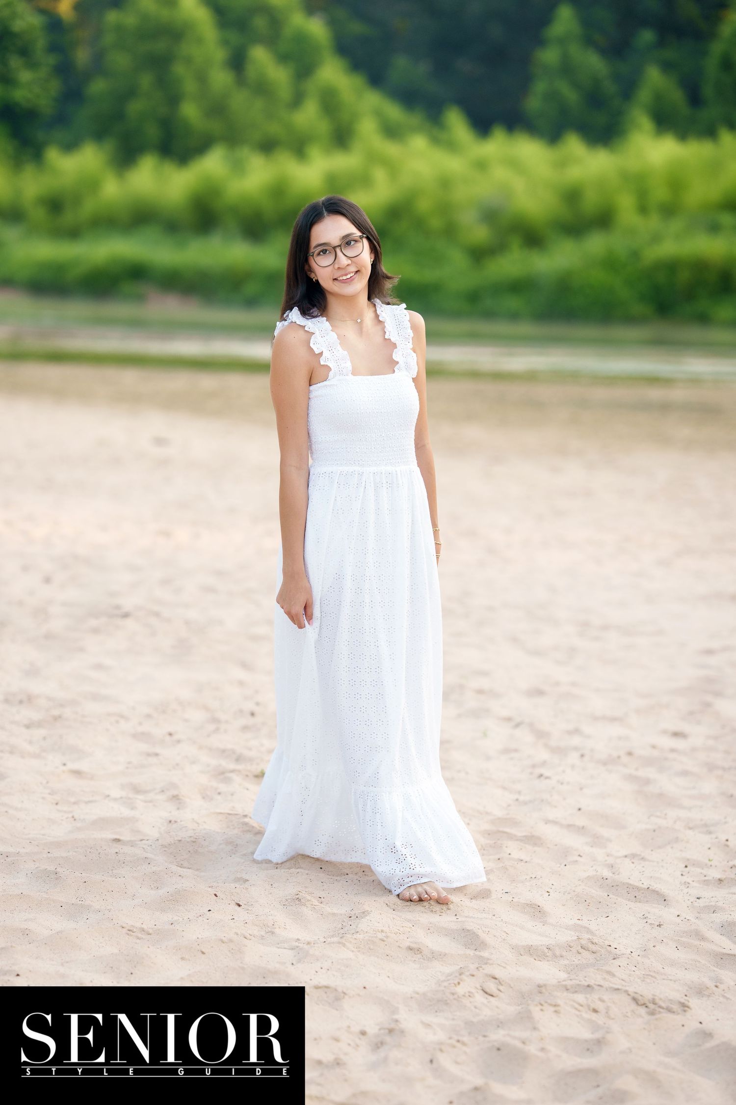 The Woodlands Senior pictures for a girl in nature at a beach with sand.