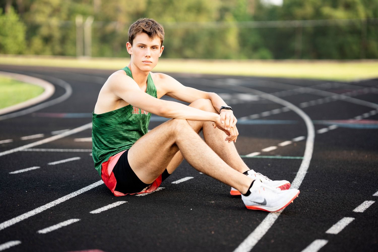 The Woodlands Senior Photographer.  Senior guy photos in the Woodlands.  Senior guy track photos