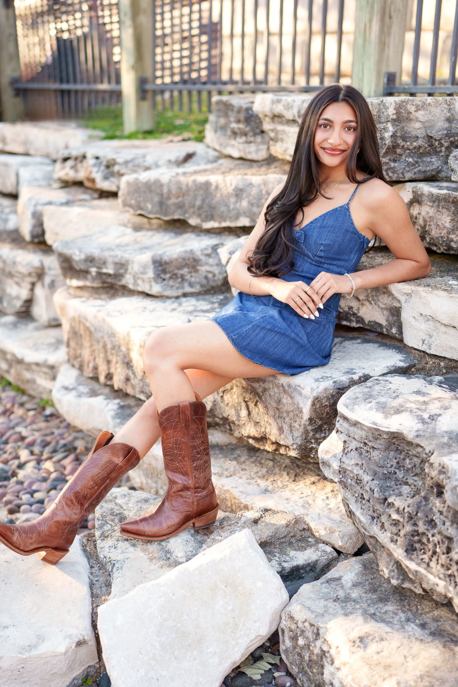 houston senior photos in a park.  the woodlands senior photographer with a girl in a short dress