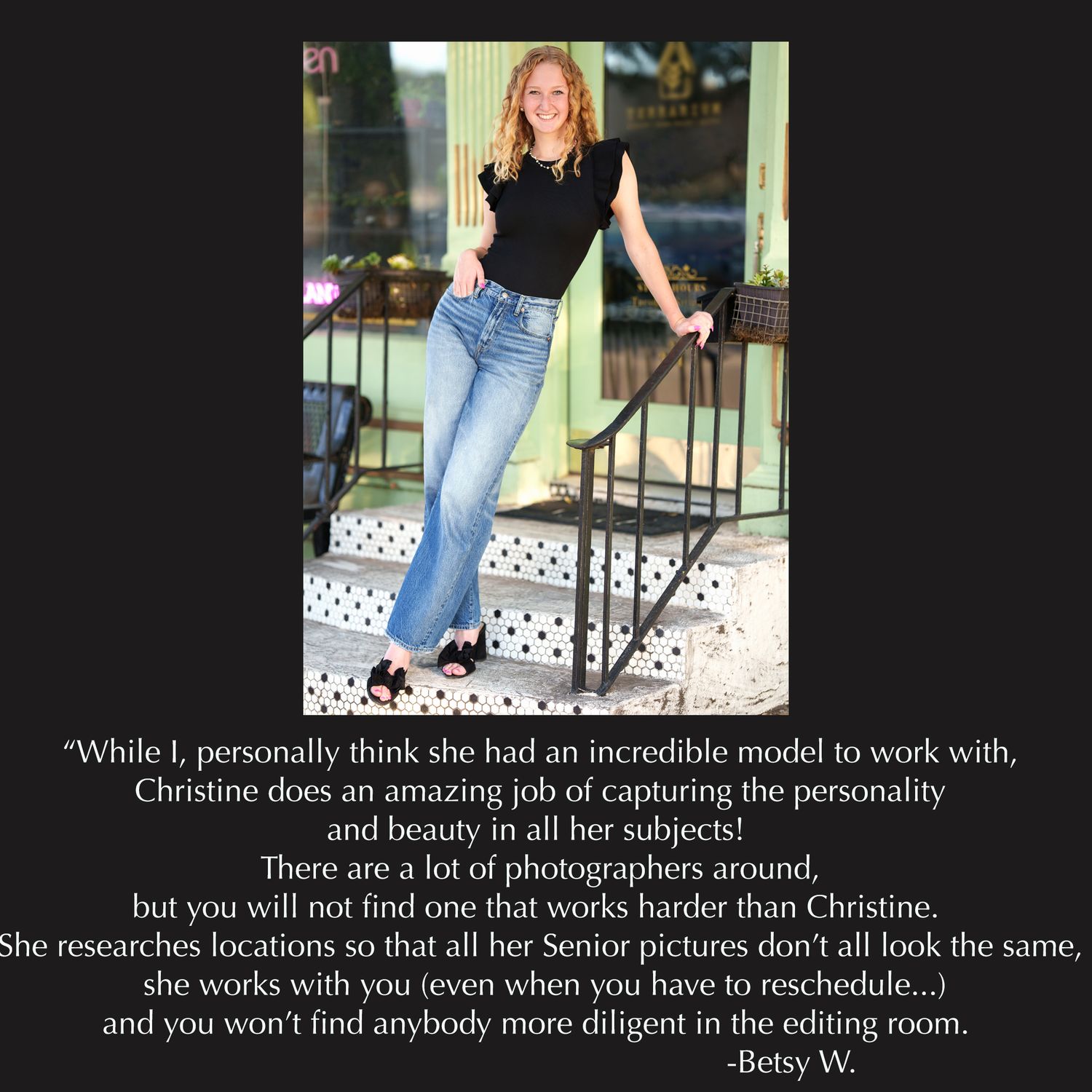 The Woodlands senior photographer reviews for Christine Kiscoe Photography.  Urban girl senior photos in Tomball