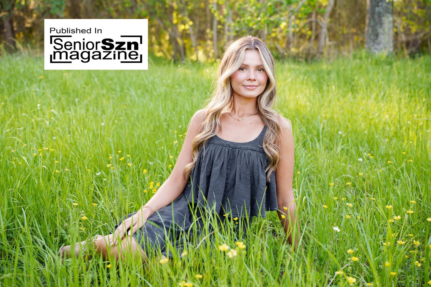 The Woodlands Senior pictures for a girl in nature in tall grass