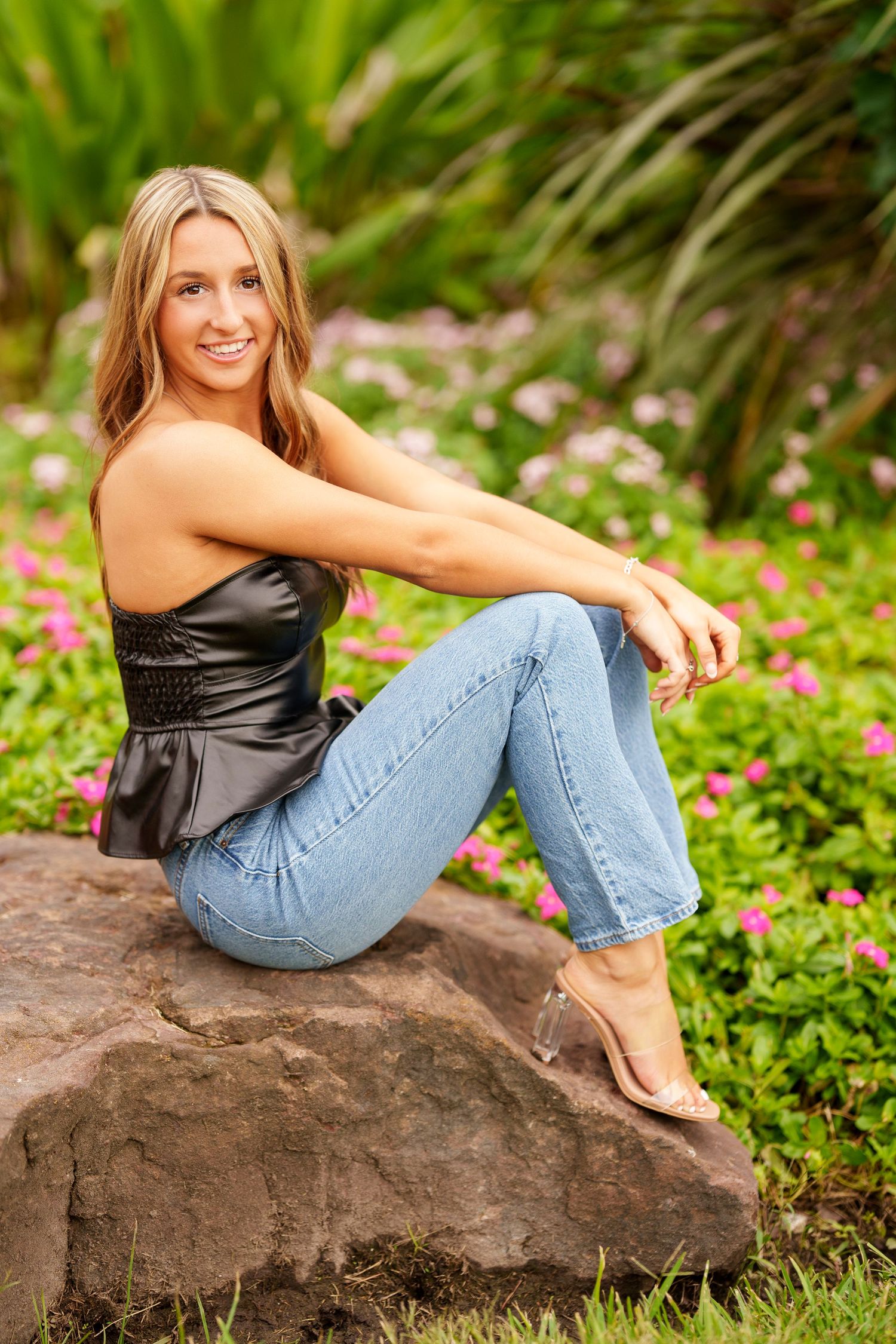 senior girl on a rock