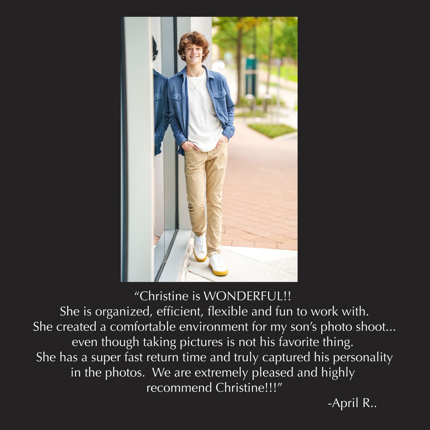 The Woodlands senior photographer reviews for Christine Kiscoe Photography.  senior boy photographer in the woodlands