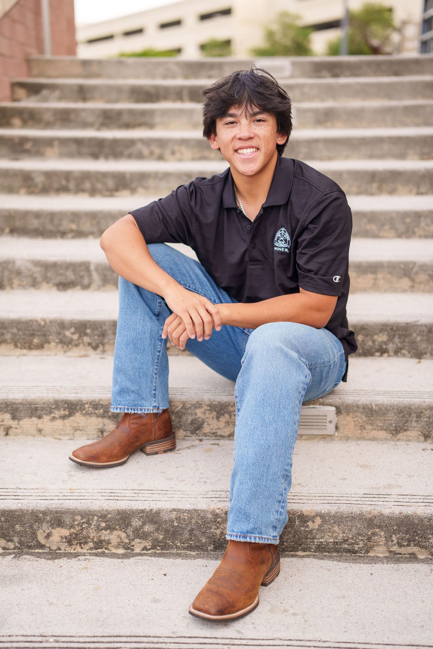 senior guy on steps