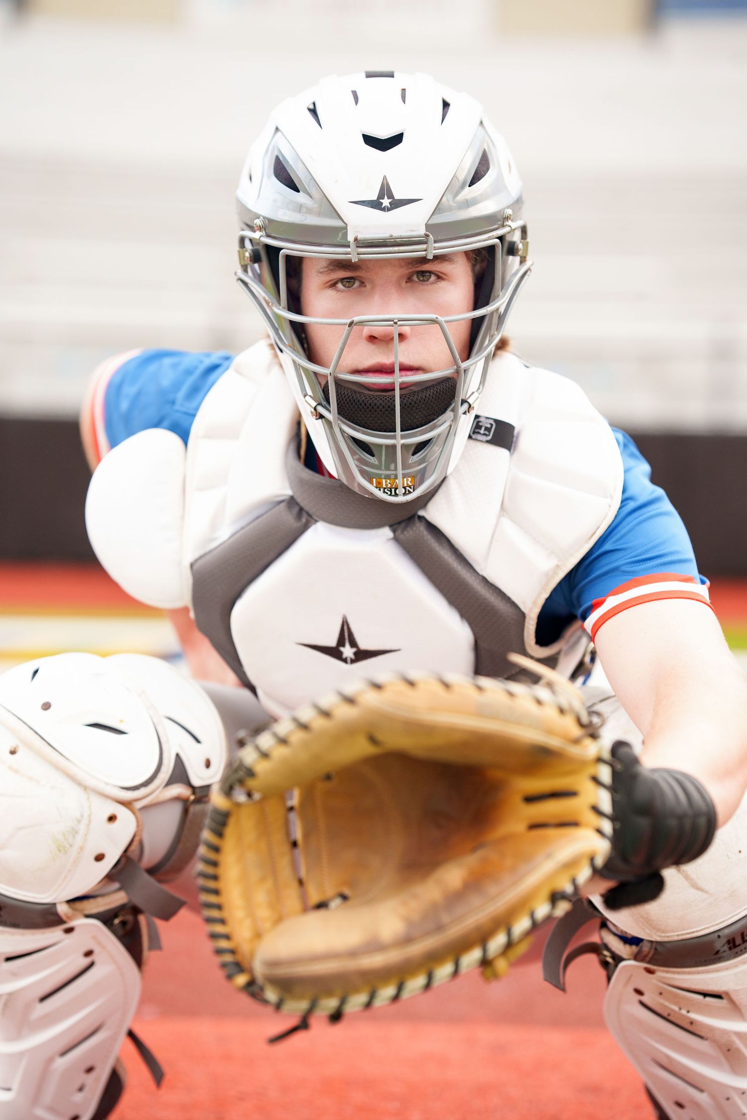 baseball catcher senior photos.  the woodlands, grand oaks senior baseball photographer