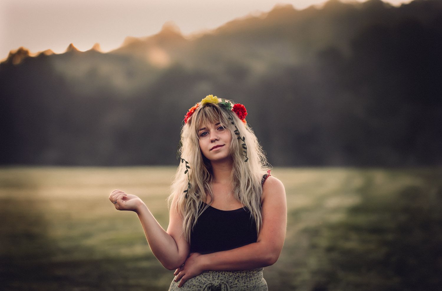 Whimsical fine art portrait of girl with flower crown — moody, cinematic imagery rooted in nature and emotion captured by ja’nicole;art