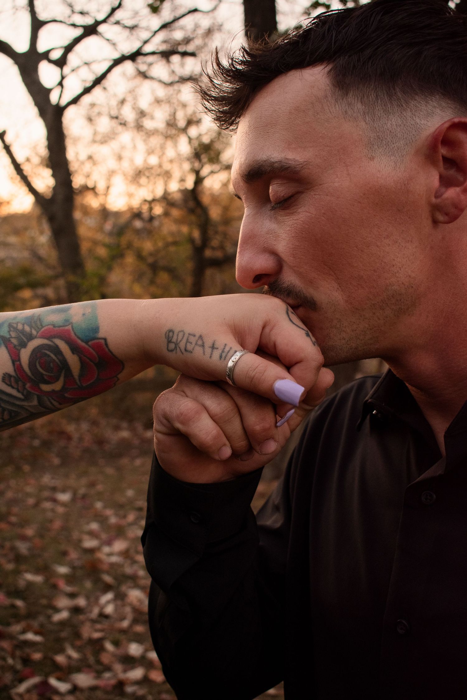Cheyenne Michelle Photography Oklahoma moody earthy tone couples photography romantic couples engagement photoshoot