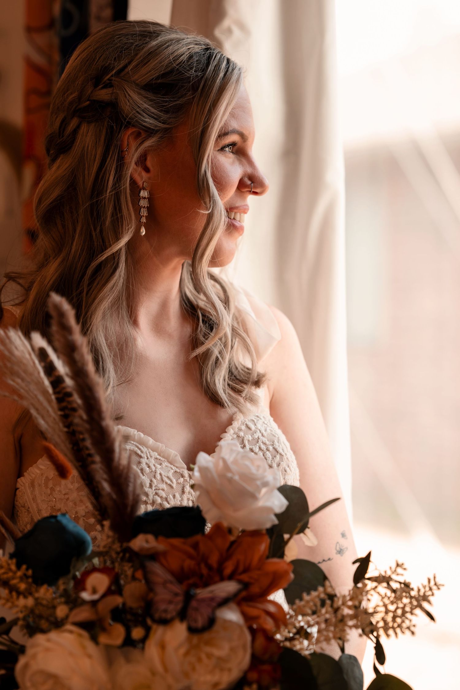 Moody tone wedding Cheyenne Michelle Photography Oklahoma wedding photographer bride and groom portrait creative bridal photography