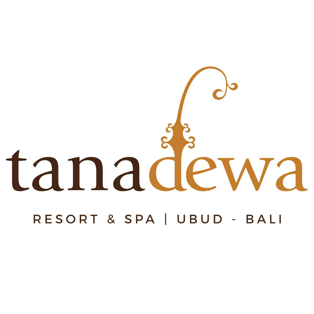 Tanadewa Resort & Spa logo with stylized orange spiral design resembling a fern.