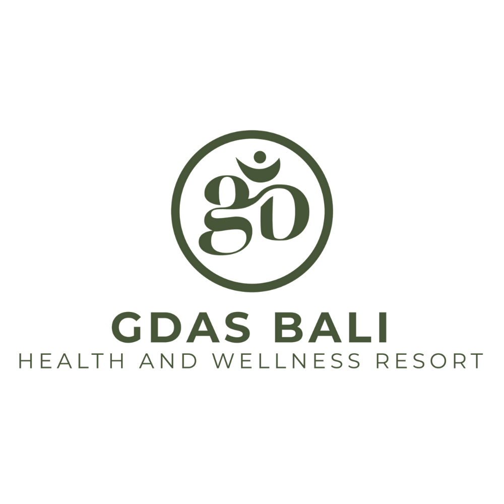 Wellness resort logos featuring zen circles and natural elements with 'UBAS BALI' health resort branding.