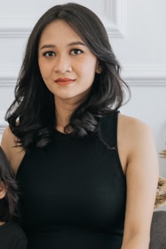 Elegant portrait series in black sleeveless top against white background.