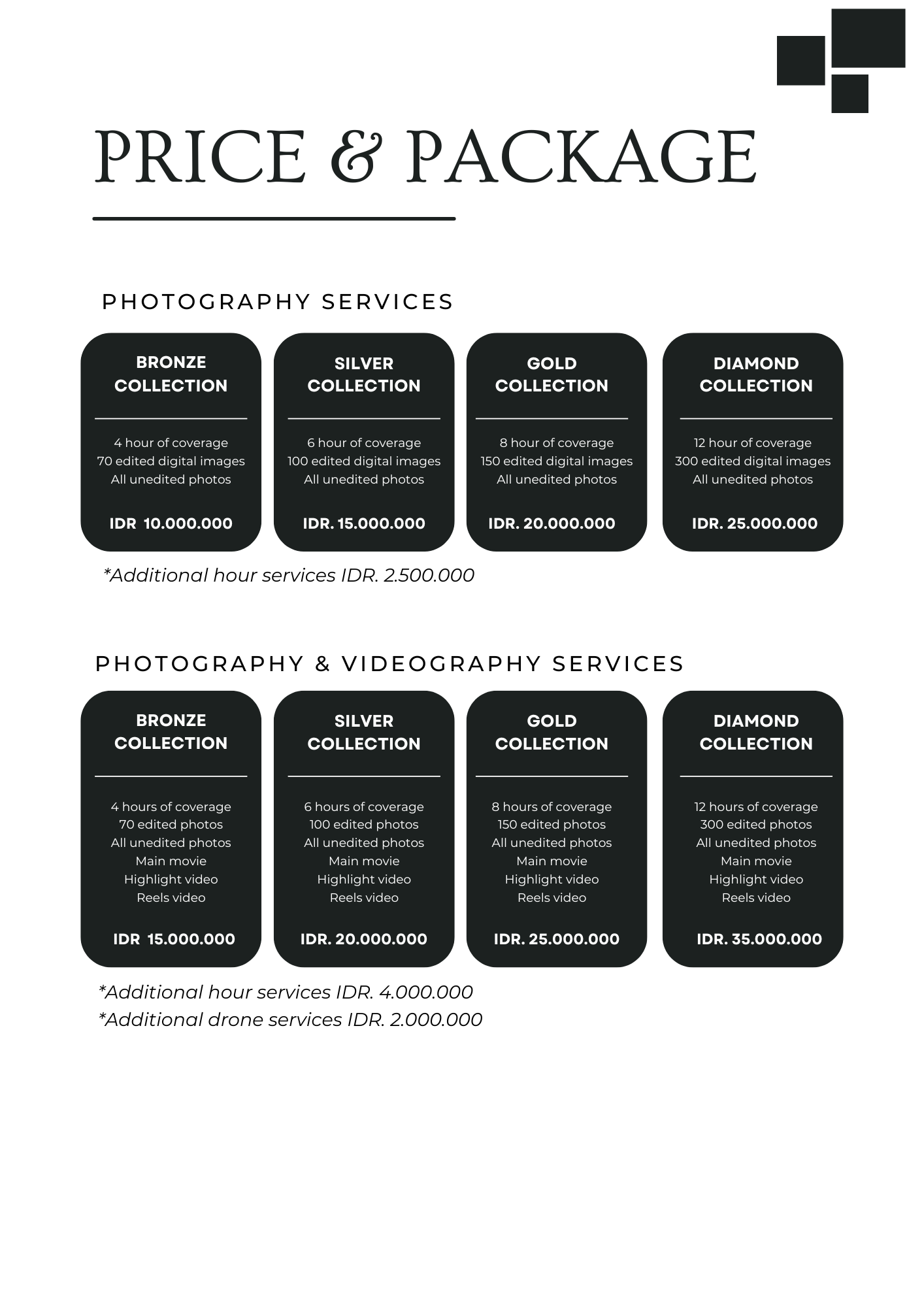 Bali Image Photo Price List