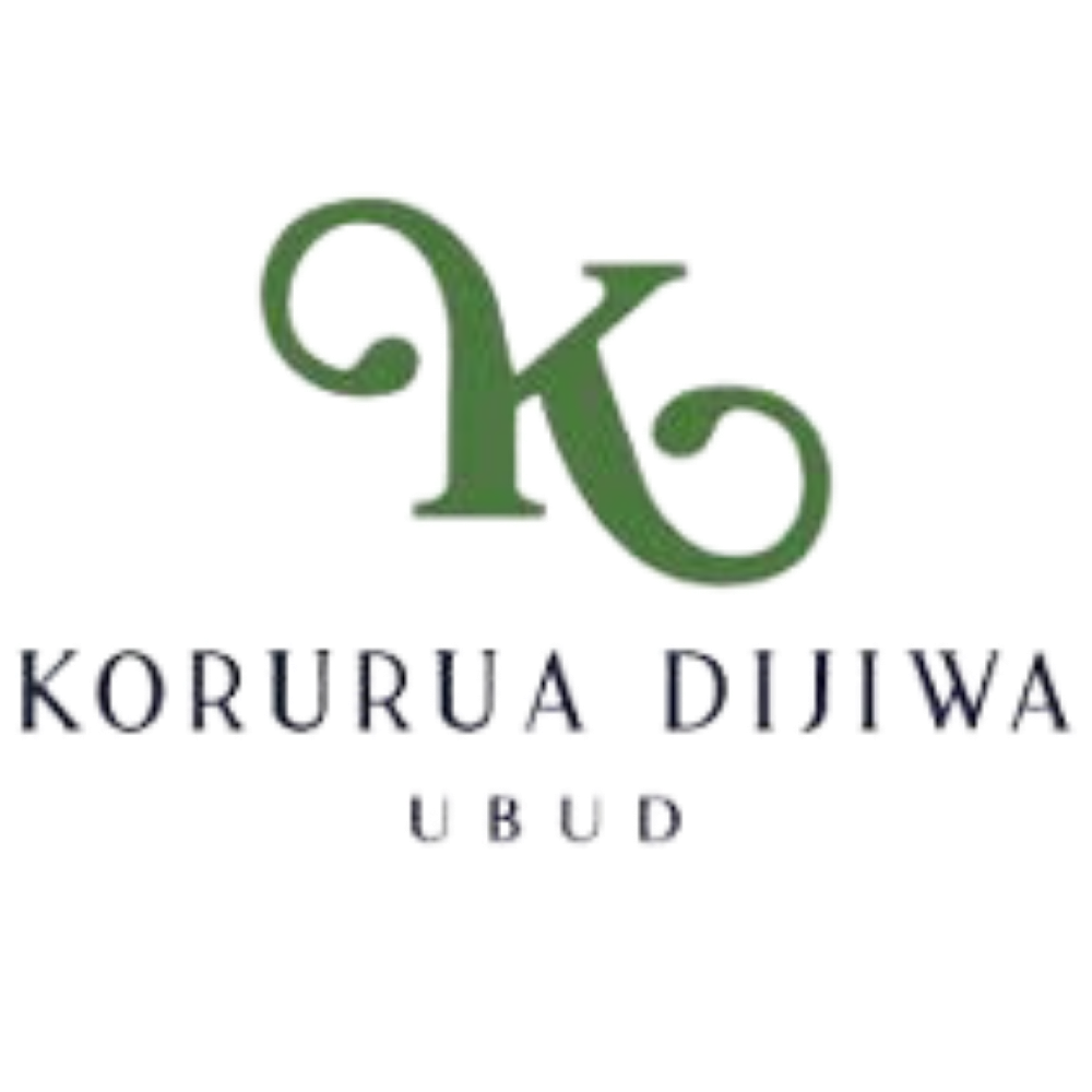 Elegant spa and resort logos in green featuring decorative swirls and Ubud-inspired design elements.