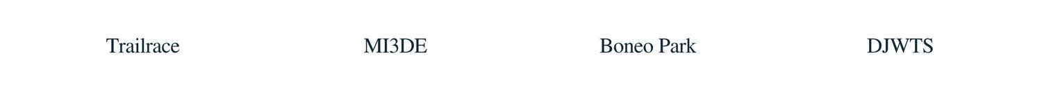 Simple text showing Trailrace, MI3DE, Boneo Park, DJWTS.