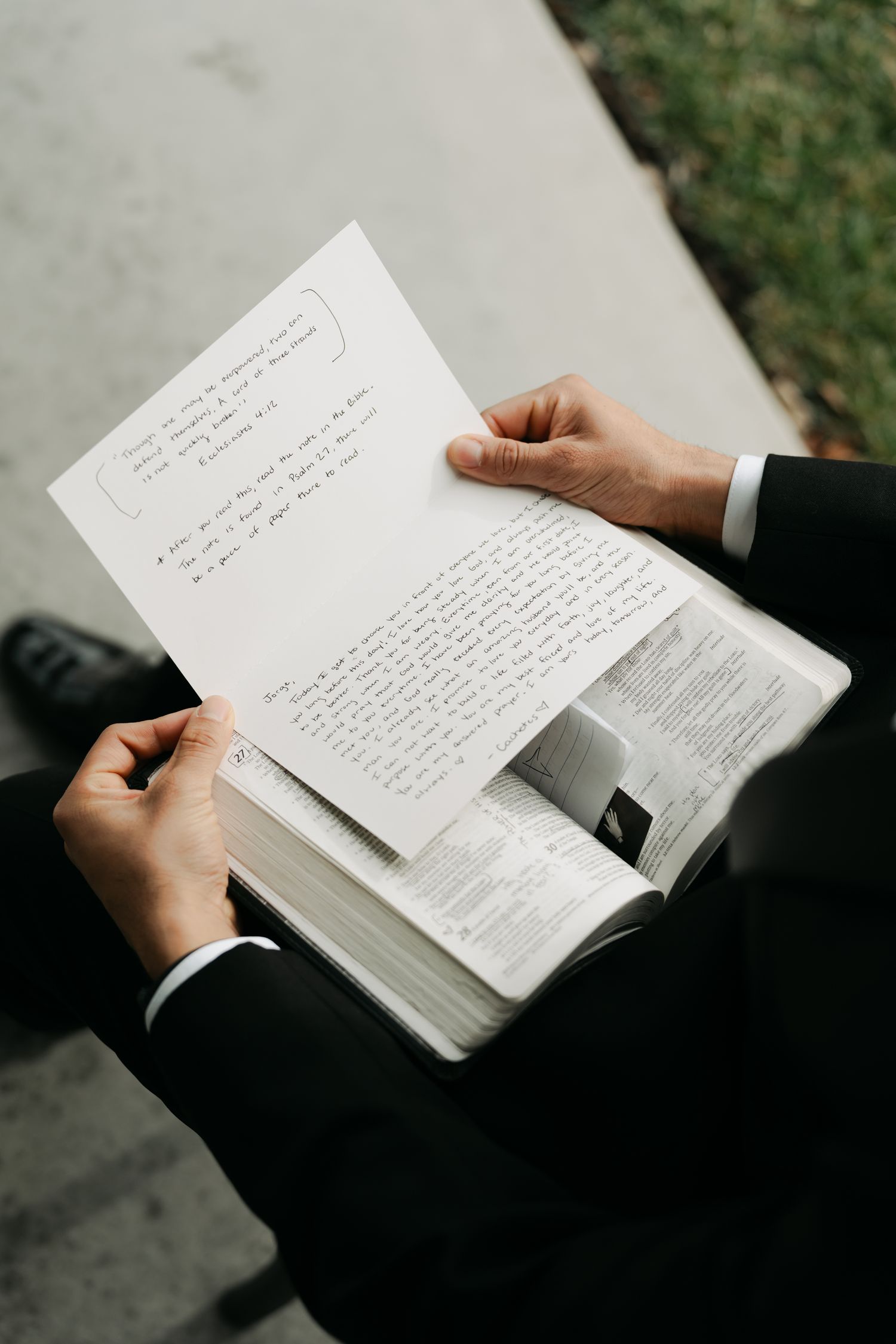 bible with a note inside