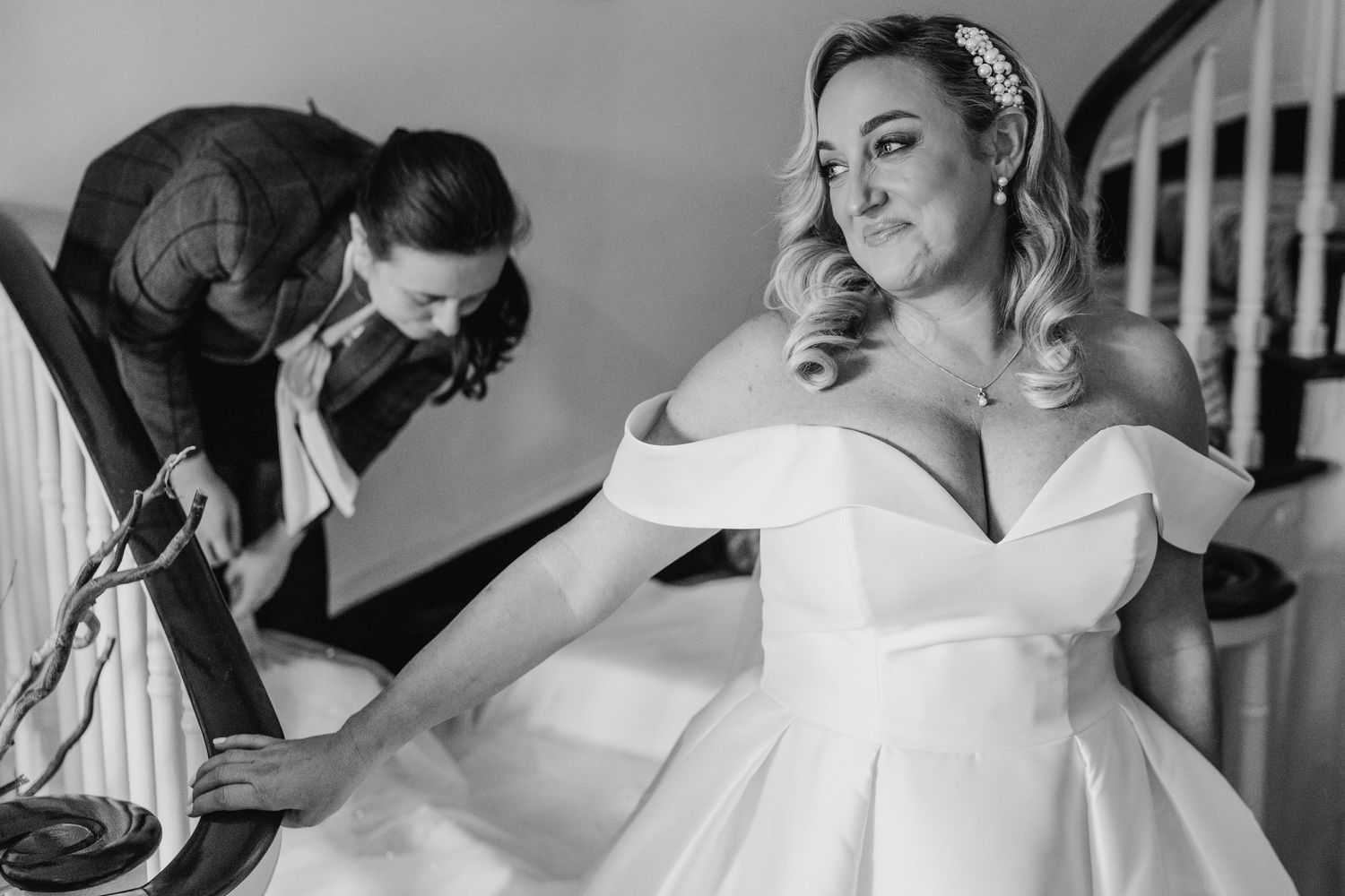 Black and white wedding photo montage showing intimate dance floor moments and preparations.  Virginia Park Lodge Wedding Photographer Cavan