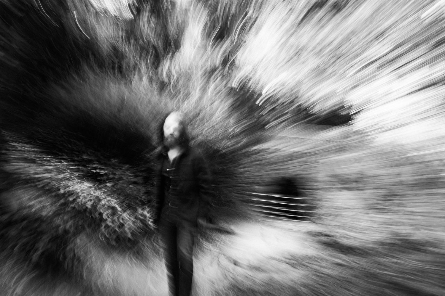Abstract black and white starburst pattern creating a dynamic radial blur effect. PHOTOGRAPHER Dublin