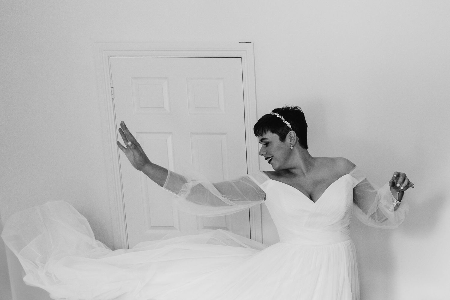 A series of five black and white photos showing an abstract figure falling and rotating in space. Millhouse slane wedding photographer dubli