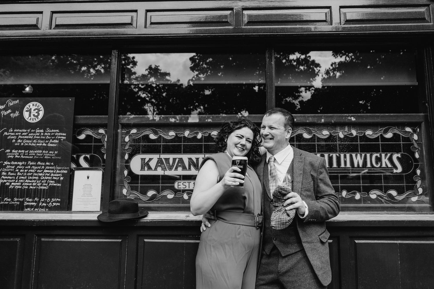 Black and white sign for pub or restaurant storefront with retro styling and vintage lettering. PHOTOGRAPHER Dublin ireland