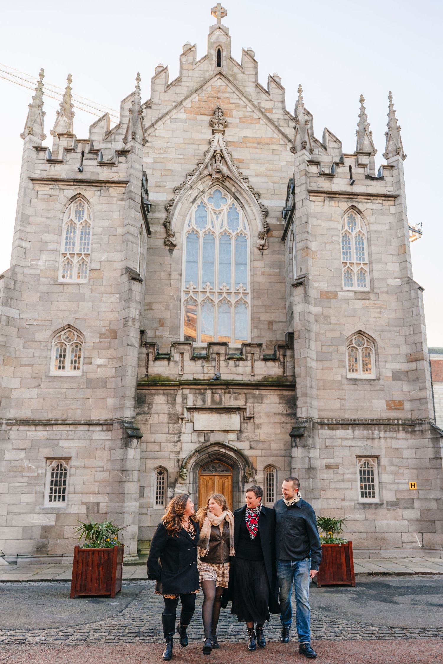 Natural family photography in Dublin city streets by a family photographer Dublin creating timeless holiday memories
