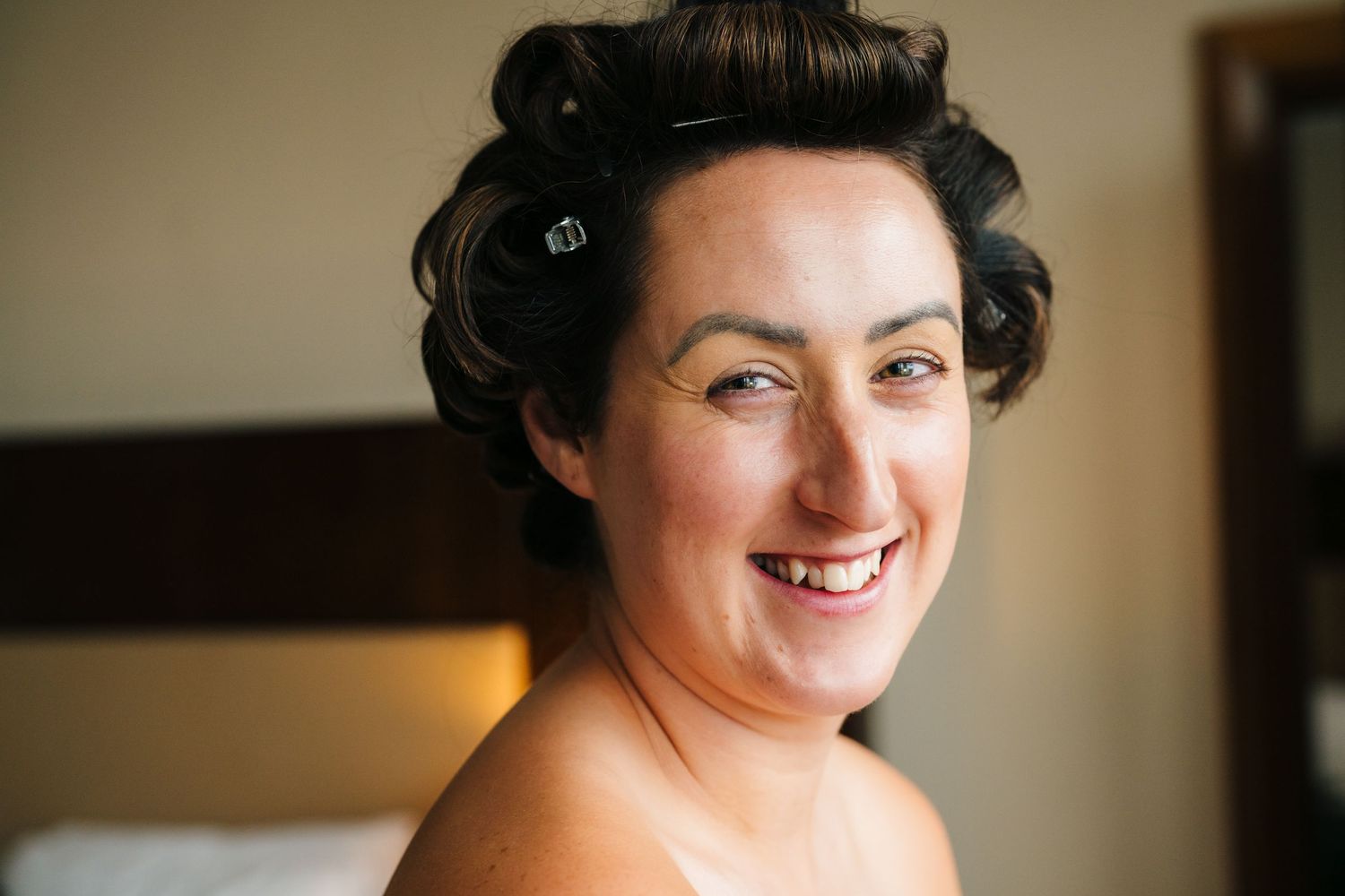 Wedding Photography Trim Castle Ireland A sequence of getting ready photos shows close-up expressions and smiles with soft lighting.