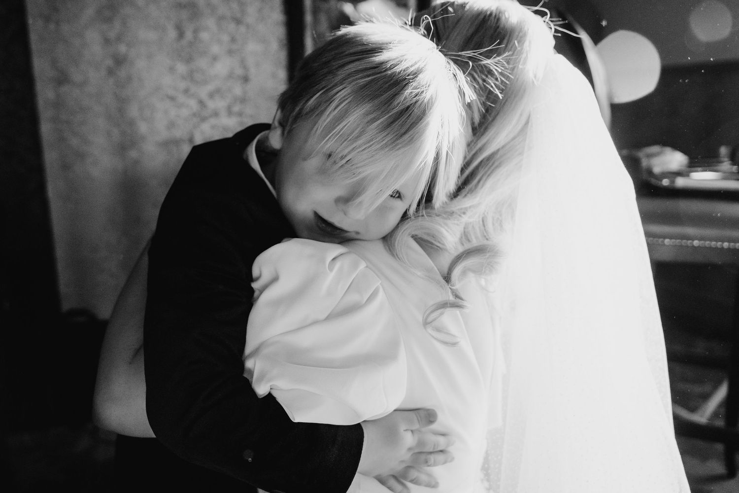 Black and white wedding moments captured in an intimate setting. Wedding photographer dublin